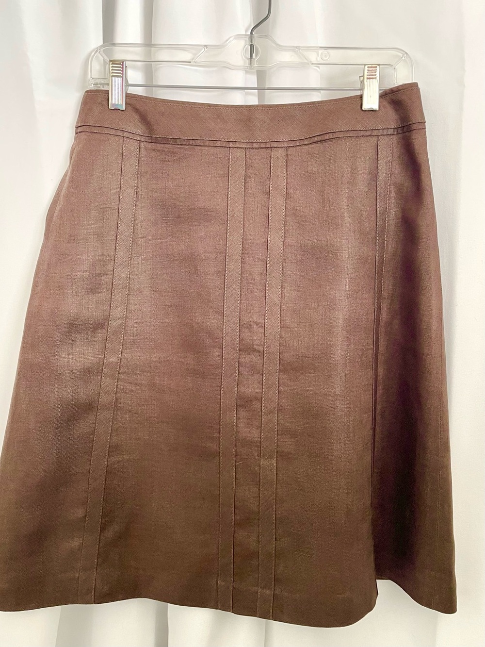 Ann Taylor A-Line Brown Linen Lined Y2K Skirt